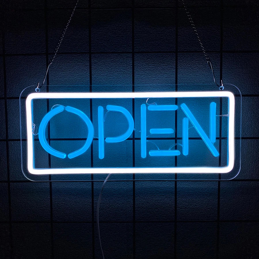 Enseigne lumineuse LED lettre ouverte déco murale bar