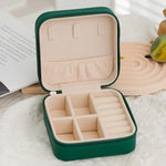 boîte bijoux simili cuir zippée compartiments moderne vert rose beige noir