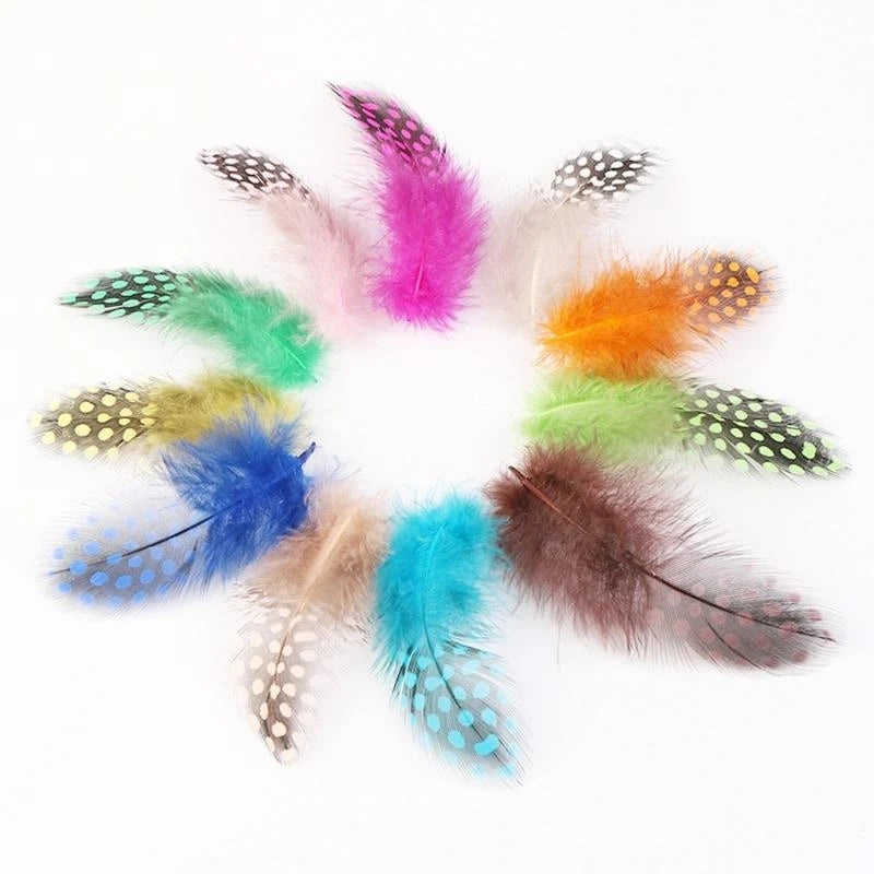 plumes naturelles colorées violet vert rose orange bleu marron noir points artisanat décoration mariage