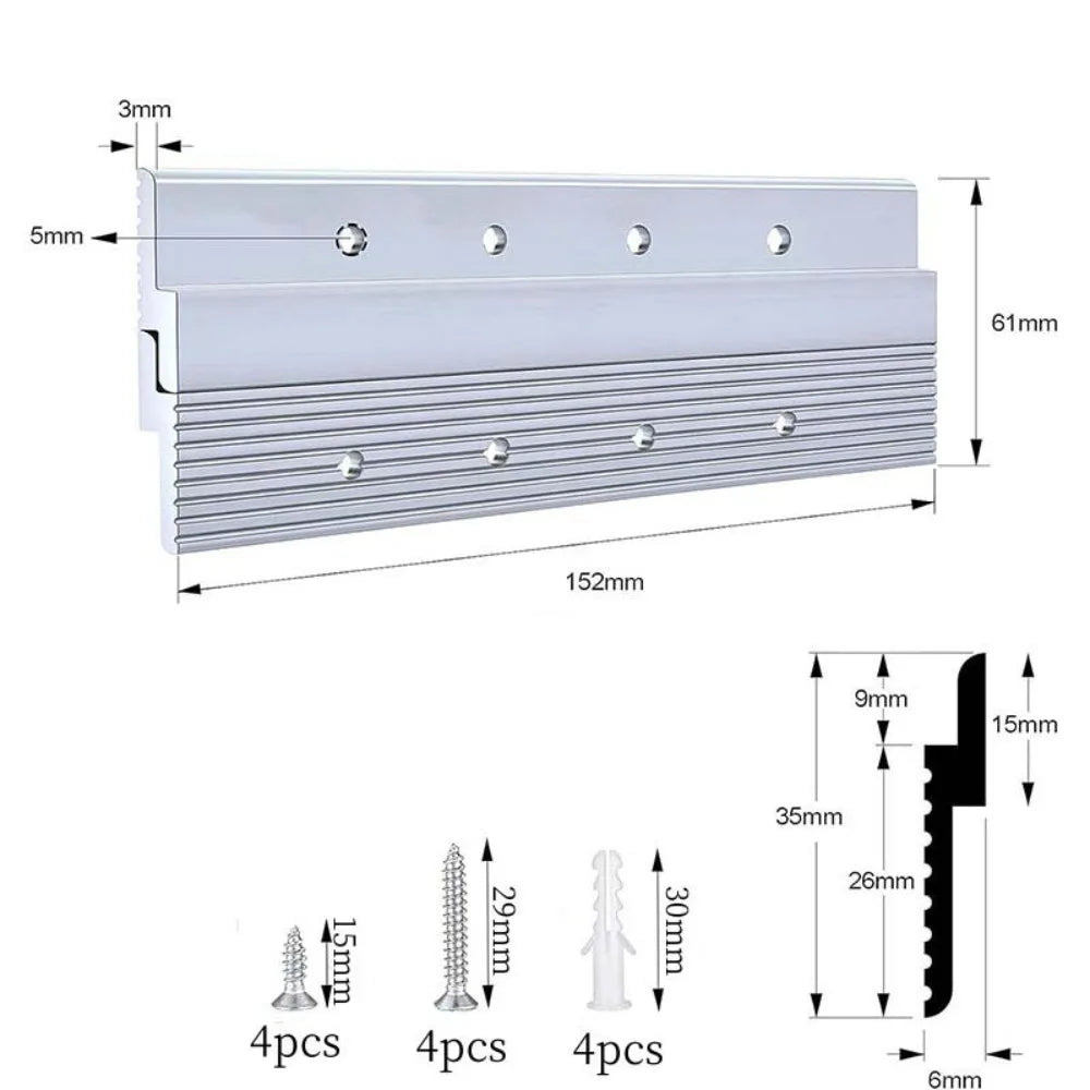 supports murals modernes argentés rayures horizontales vis fixation 305 mm longueur 35 mm largeur