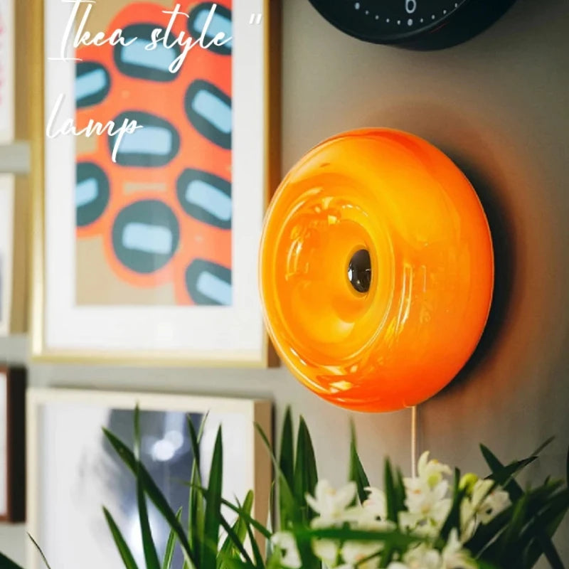 lampe décorative moderne orange blanche forme circulaire éclairage mural posable table moderne chambre étude