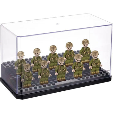 présentoir acrylique transparent figurines lego brique noir gris moderne minimaliste exposant collectionnement cube rangement