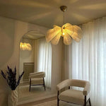 suspension lumineuse moderne tissu feuilles ouvertes blanc translucide pendentif assemblage led neutre warm white