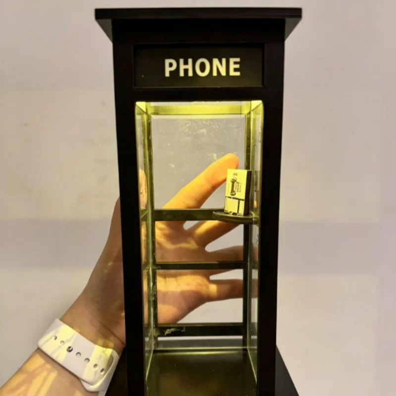 lampe décorative téléphone public vintage transparent effets lumineux noir contrôlable maison noël anniversaire enfants