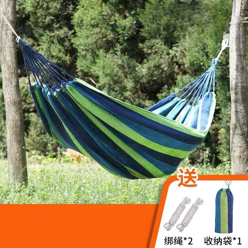 hamac toile rayé pliable camping balcon jardin sac rangement cordons