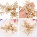 applique textile brodé fleurs doré clair broderie fine adult femelle polyester