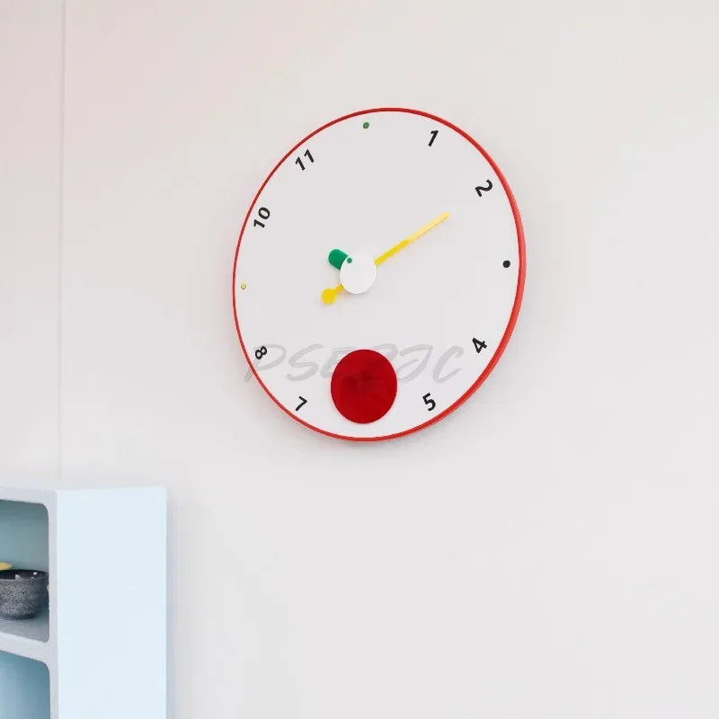 horloge murale moderne minimaliste couleurs vives enfantine geometrique chambre salon