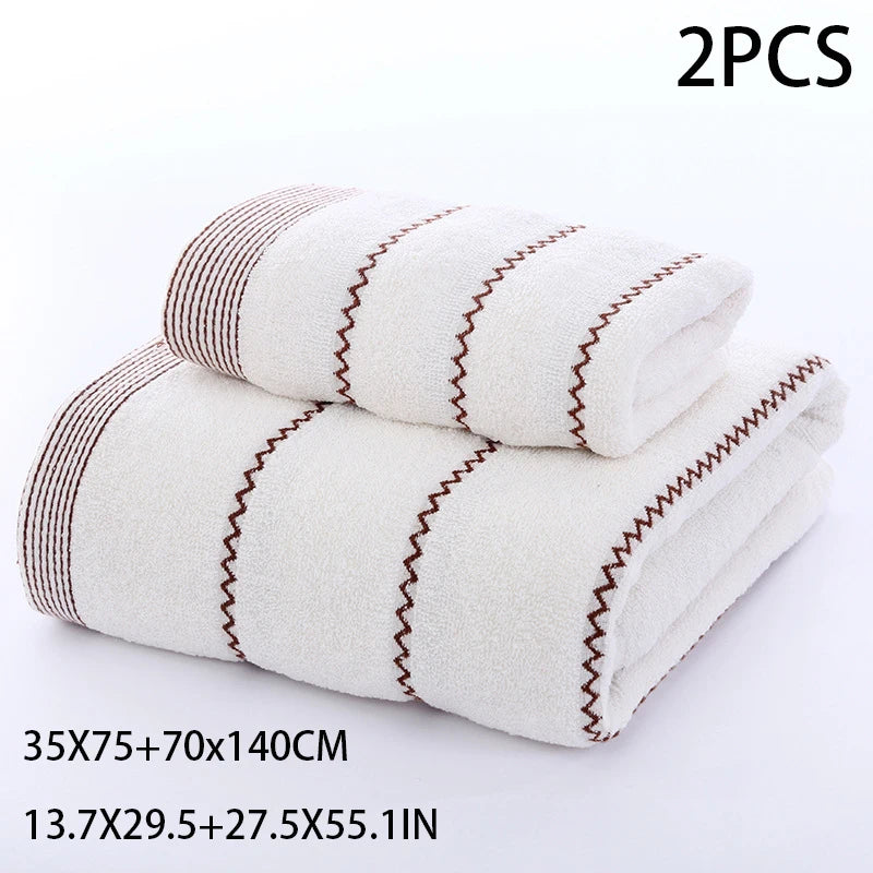 serviettes bain coton rayées gris marron classiques grandes tailles absorbantes maison