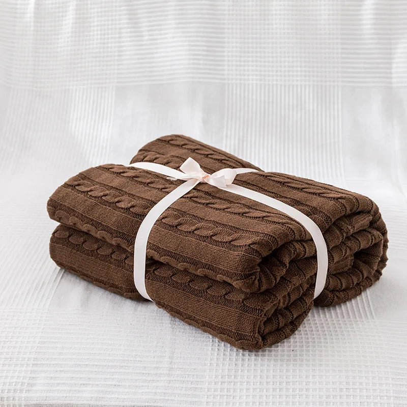 couverture tricotée coton pur lit canapé décoration maison douce grande taille rectangle