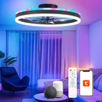 ventilateur intelligent led rvb vitesses ciel étoilé moderne télécommande app mobile
