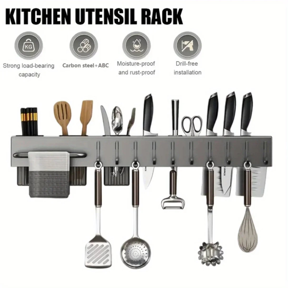 porte outils cuisine gris moderne porte couteaux fourchettes spatules pinces soufflets serviettes bpa free