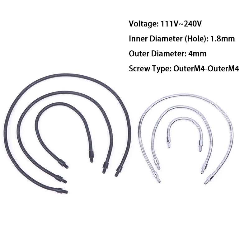 câble flexible tissé noir gris métallisé moderne industriel ø1.8mm ø4mm m4