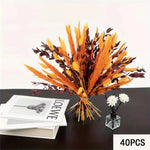 bouquet artificiel plumes orange feuilles marron boho décoration maison anniversaire mariage