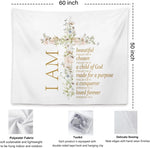 tapisserie murale boho chic versets religieux fleurs feuilles blanc doré roseclair bleuclair beige
