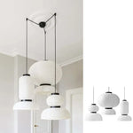 suspension moderne papier rayures horizontales blanc noir 2000 82000 lumens pendentif câble fixé