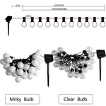 guirlande lumineuse solaire 12m 38 ampoules blanc transparent boules sphériques moderne spikesextérieur noël fêtes