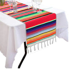 table runner mexicain festif multicolore franges decoration noel mariage rouge rose vert bleu jaune