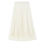 jupe plissée blanc crème broderie fine classique élégant ceinture élastique été femme plissé