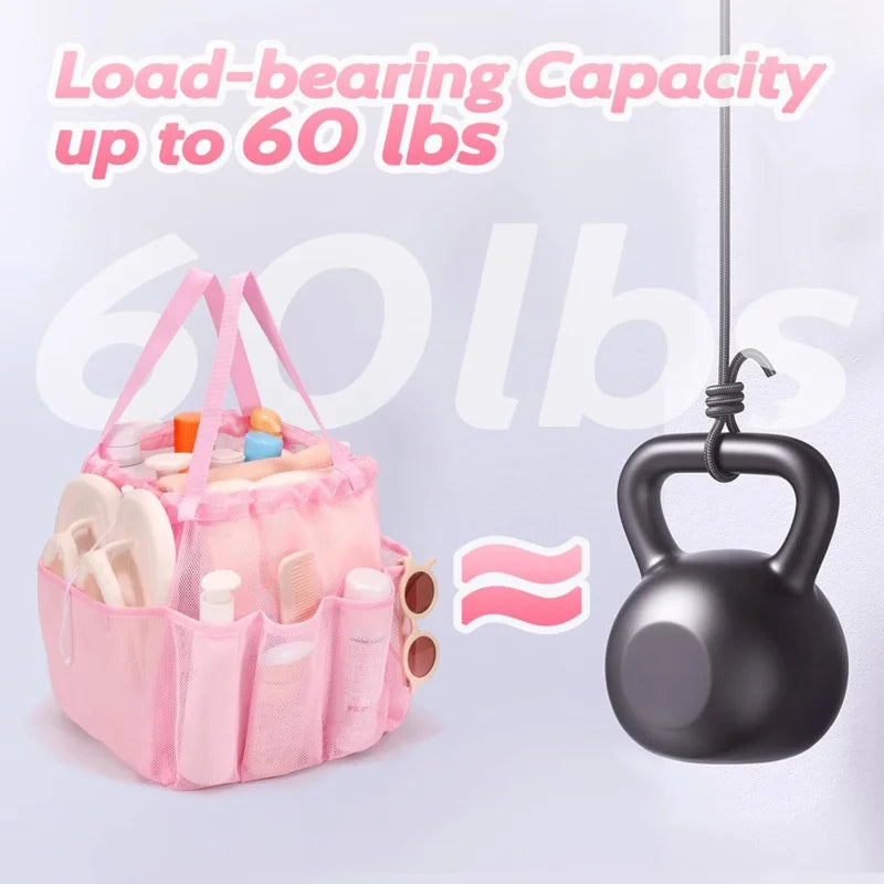 Sac douche maille rose réutilisable cordon serrage rapide respirant voyage gym