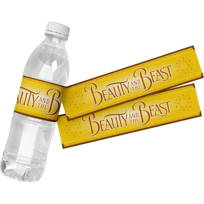 étiquettes autocollantes transparentes dorées bouteilles d'eau anniversaire princesse disney doré musical rose orné fêtes