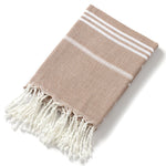 serviette plage coton rayée bleu clair rose franges rapide absorption moderne rustic