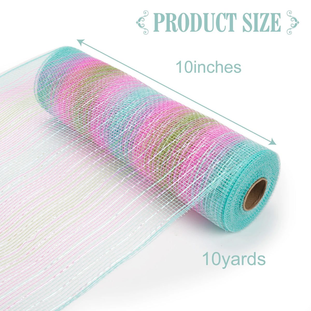 ruban filet polyester rose vert bleu moderne brillant 10 pouces large 10 yards longueur