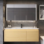 Armoire de salle de bain moderne avec miroir et tiroirs en vue frontale