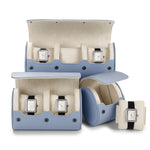boîte montres cuir simili bleu clair moderne slots rangement voyage