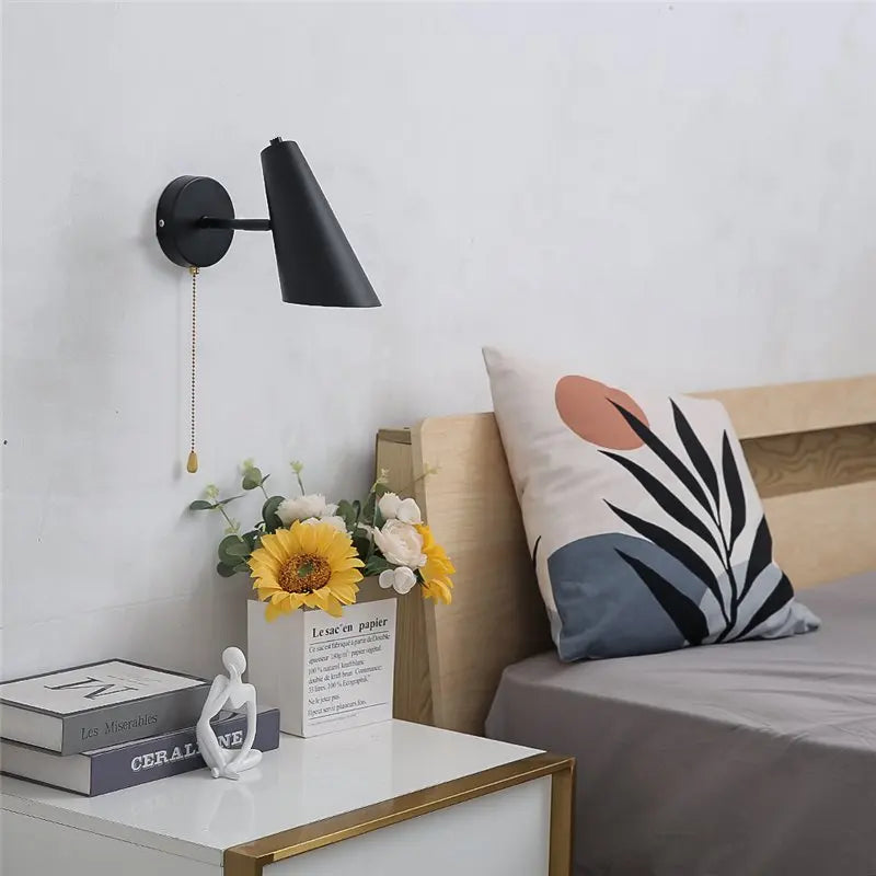lampe murale conique or moderne interrupteur chaîne éclairage quotidien fixée mur opaque 220v 110v