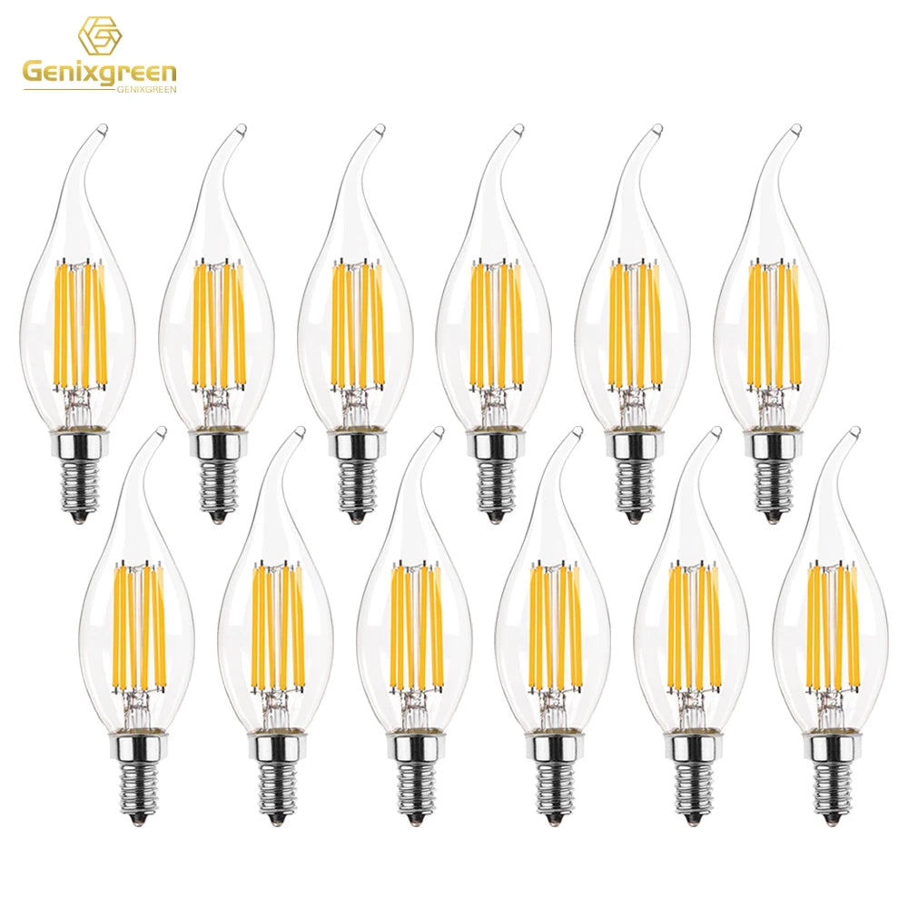 Ampoule LED filament transparente jaune 2700K 6500K E12 E14 25000h moderne vintage