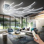 lustre moderne suspension ondulé pierre naturelle contemporain lumière blanche LED