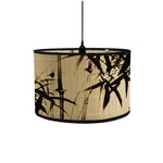 abat jour bambou imprimé floral vintage tringle beige noir oriental traditionnel