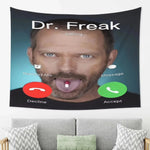 tapis polyestère visage dr freak bulles dialogues telephone moderne humoristique chambre