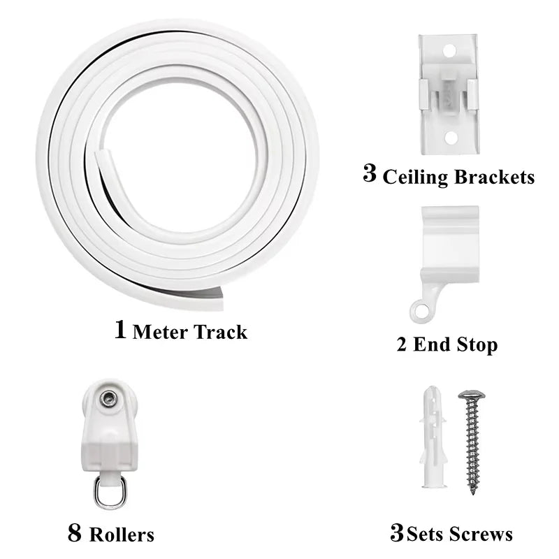 rideau polonais flexible blanc moderne facile 2m 3m 5m 6m monté mur