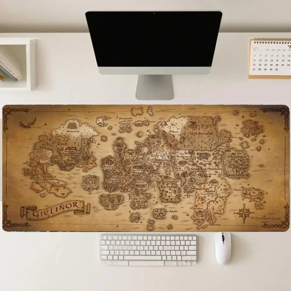 tapis souris vintage carte antique beige marron clair gaming decoration articles