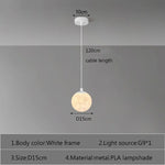 Suspension lumineuse moderne imprimée lunaire blanc beige tringle led 220v