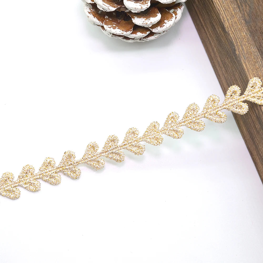ruban dentelle fleurs nœuds beige clair décoratif polyester soluble eau tricot bricolage partenaire longueur