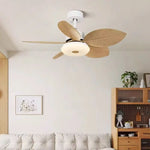 ventilateur led moderne feuilles palmier blanc beige opacité télécommande certification vde ul cqc