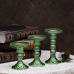 support bougie verre rose vert motif diamant décoration table mariage classique objet déco maison