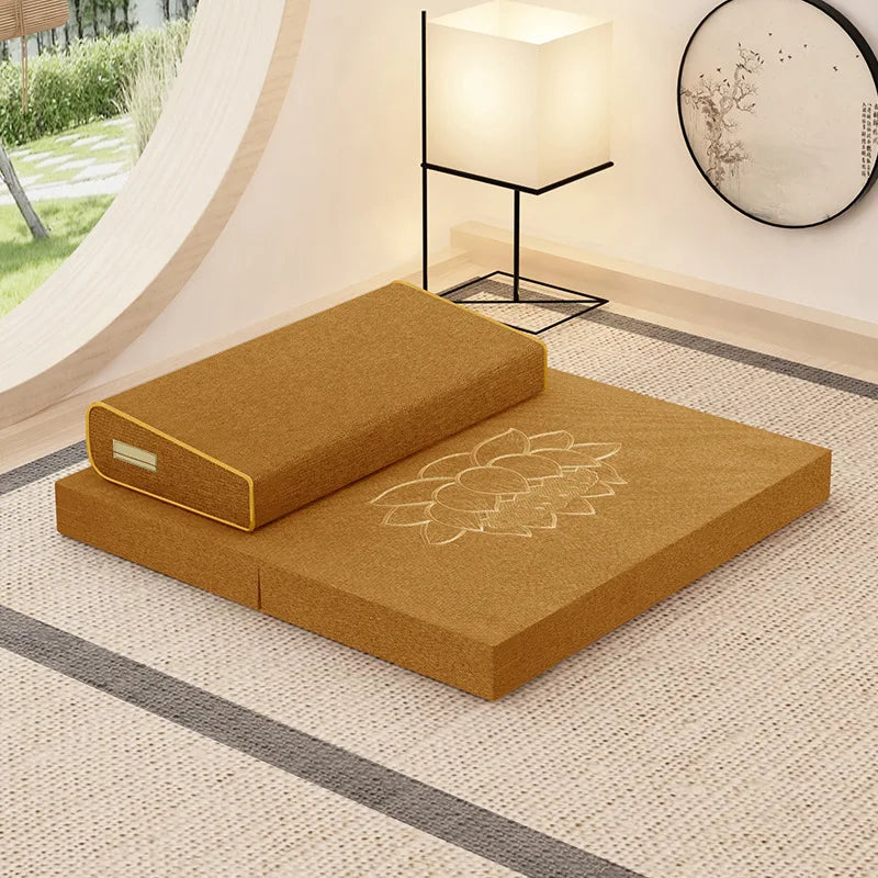 coussin méditation marron fleur lotus coton confortable yoga zen relaxation
