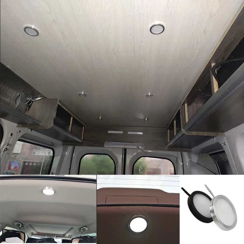 spot led rgbw ultra mince rond montage surface cuisine armoire bijoux blanc noir argent