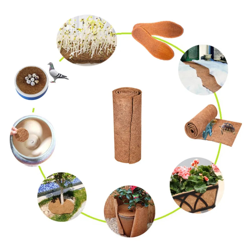 tapis sol marron clair fibre naturelle rustique antidérapant pot fleurs isolation hiver humidité resistant