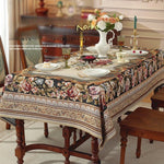 nappe table rectangle polyester fleur printemps été automne hiver traditionnelle européenne beige rouge verte