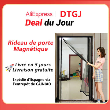 moustiquaire magnétique rideau porte gris filet polyester fermeture automatique protection anti moustique intérieur moderne