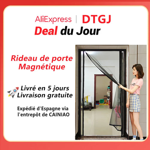 moustiquaire magnétique rideau porte gris filet polyester fermeture automatique protection anti moustique intérieur moderne