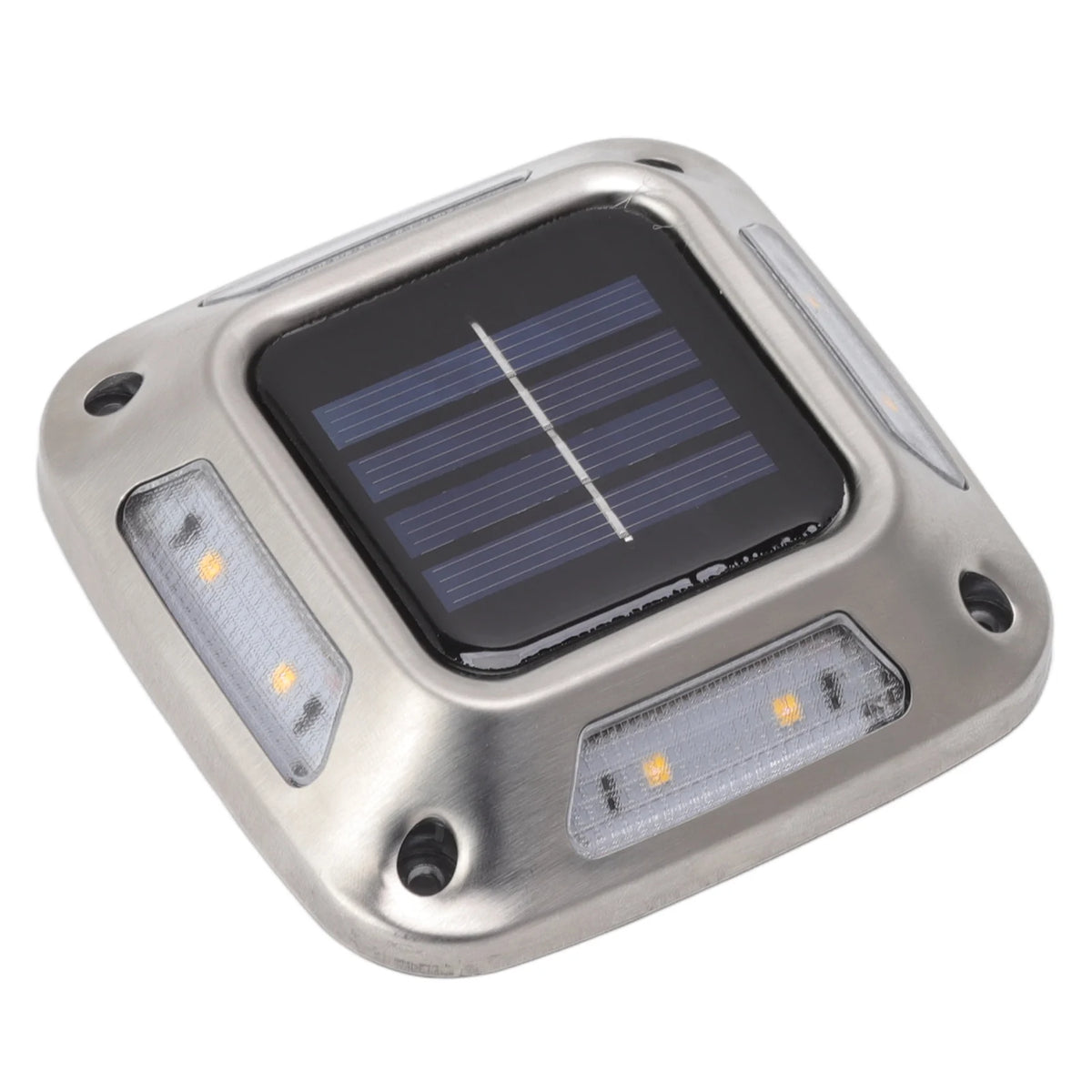 lampe solaire moderne argentée acier inoxydable ip65 lumières led rechargeable extérieure