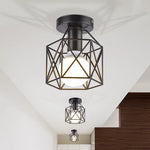 lampe led e27 fer forgé noir moderne structure géométrique métal éclairage quotidien chambre salon