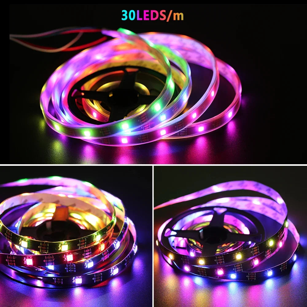 ruban led multicolore ip65 ip67 ws2812b 5v adhésif moderne 30leds 60leds rgb
