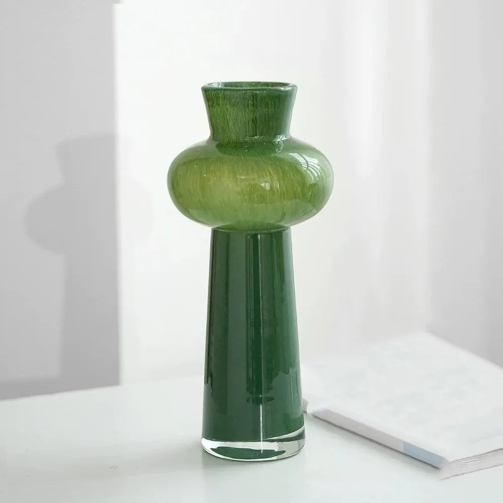 vase transparent moderne vert rose noir fleurs artificielles grande taille