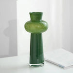 vase transparent moderne vert rose noir fleurs artificielles grande taille